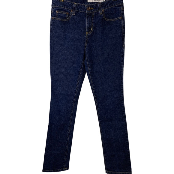 DKNY Jeans Women's Size 8 Medium Wash Skinny Straight Mid-Rise Minimalist - Picture 1 of 9